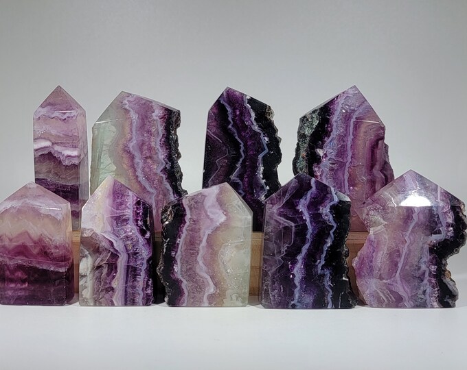 Your Choice Striped Watermelon Fluorite Tower with Raw Edge