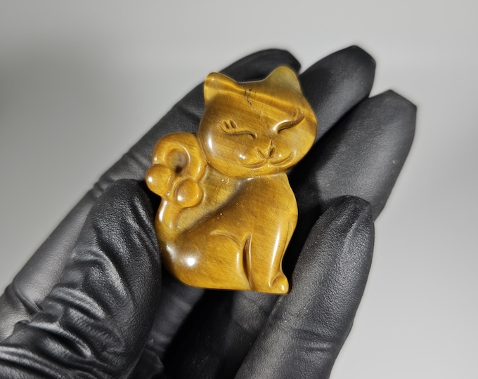 Tigerseye Cat Carving