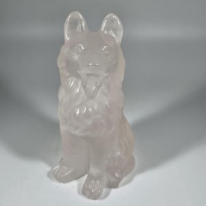 Rose Quartz Dog Carving 3.1"