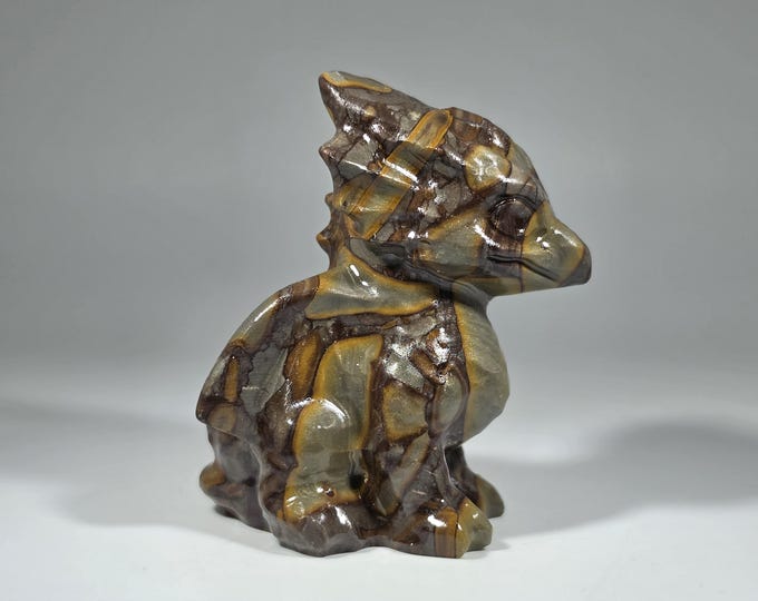 Bamboo Jasper Dragon Carving