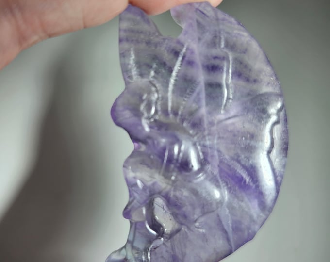 2.2" Fluorite Fairy on Moon Carving