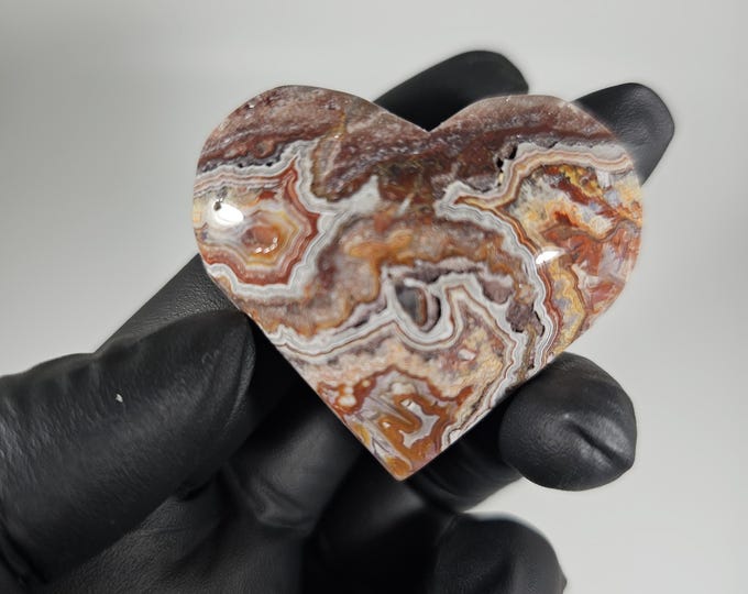 Mexican Crazy Lace Agate Heart Palm Stone