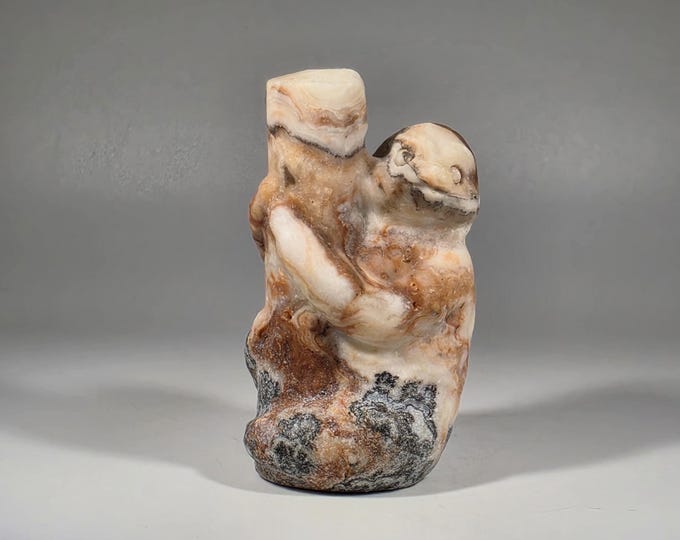 Amber Calcite Sloth Carving