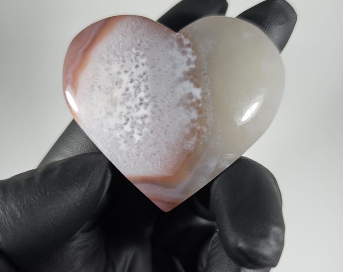 Banded Purple Agate Heart Palm Stone