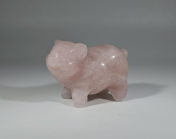 Rose Quartz Pig Carving