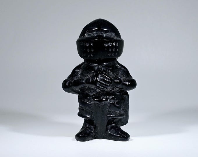 Obsidian Knight Carving 3" Tall