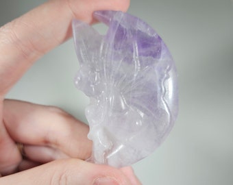 2.2" Fluorite Fairy on Moon Carving
