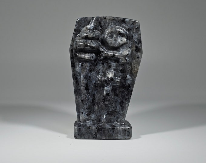 2.8" Larvikite Tombstone Carving