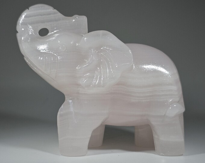 Pink Jade Elephant Carving