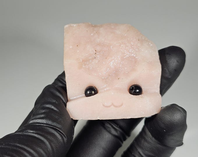 Pink Opal Pet Rock Carving