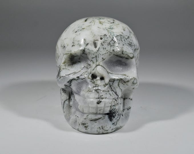 2.1" Moss Agate Skull Carving