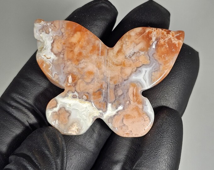 Cotton Candy Agate Butterfly Carving Pink Agate