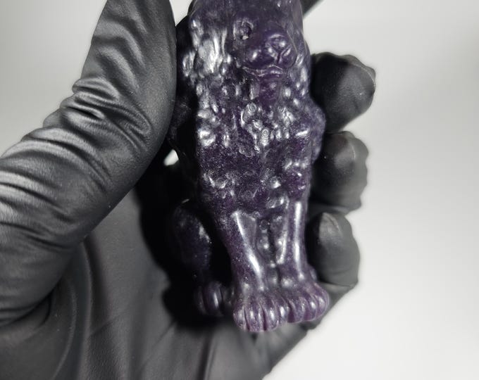 2.3" Dark Lepidolite Lion Carving