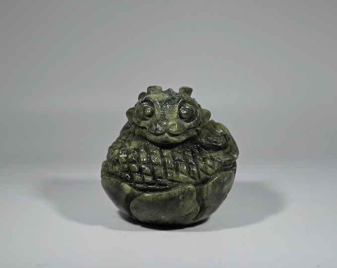Green Jade Dragon Egg Carving