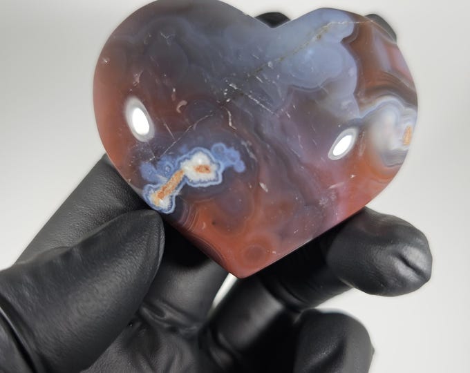 Banded Purple Agate Heart Palm Stone