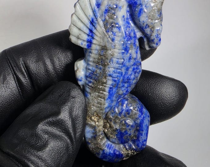Lapis Lazuli Seahorse Carving