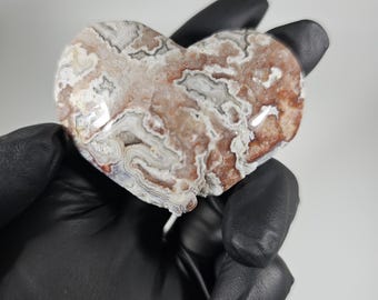 Mexican Crazy Lace Agate Heart Palm Stone
