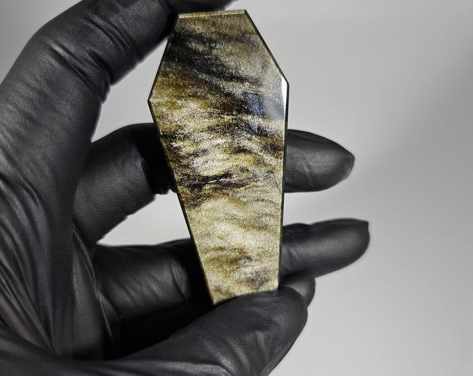 2.3" Golden Obsidian Tombstone Carving