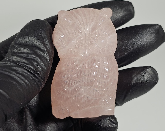 1.7" Rose Quartz Owl Carving