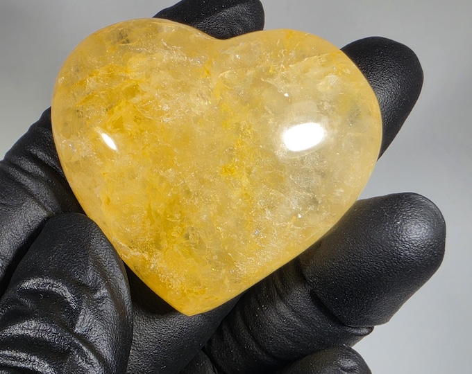 Golden Healer Heart Palm Stone 1.4"