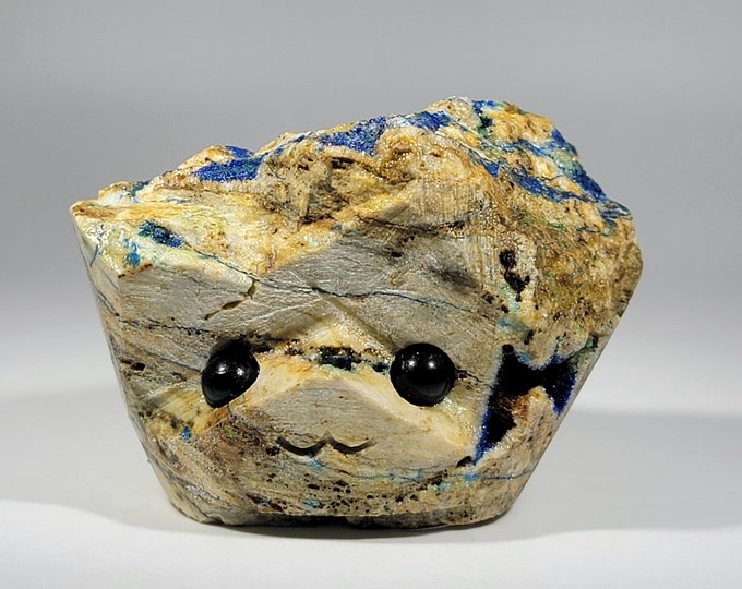 Azurite and Malachite Pet Rock Carving