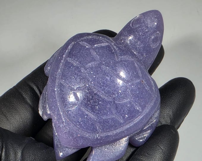 Lepidolite Turtle Carving