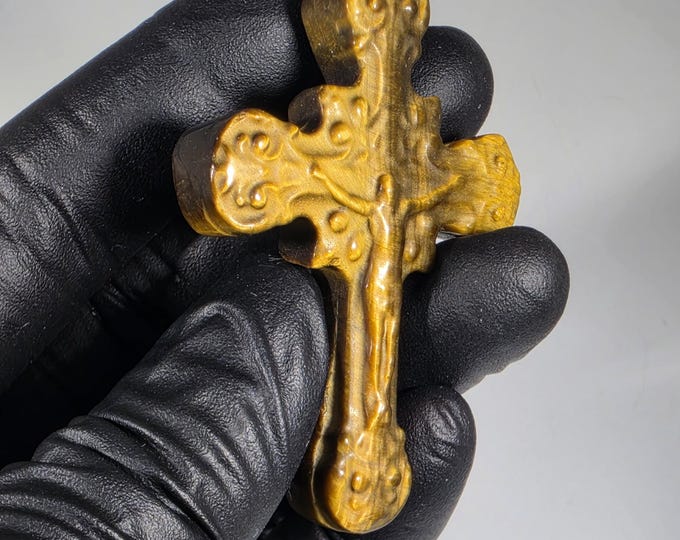 Tigerseye Cross Carving