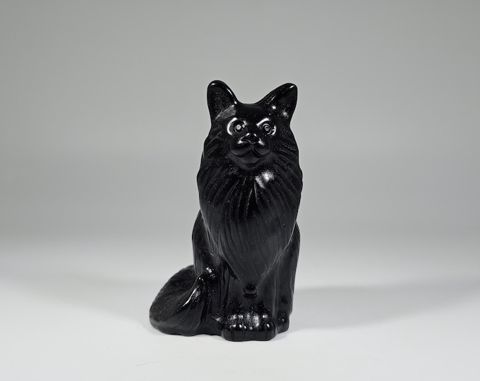 Obsidian Cat Carving