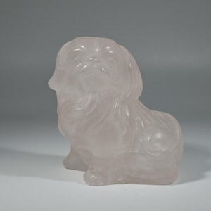 Rose Quartz Dog Carving