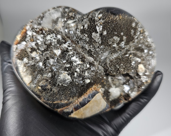 Septarian Heart With Calcite Crystals