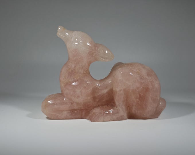 Rose Quartz Deer Carving