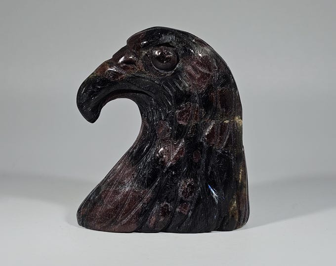 Garnet in Arfvedsonite Eagle Head Carving *Imperfect