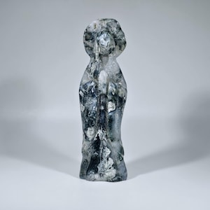Moss Agate Virgin Mary Carving