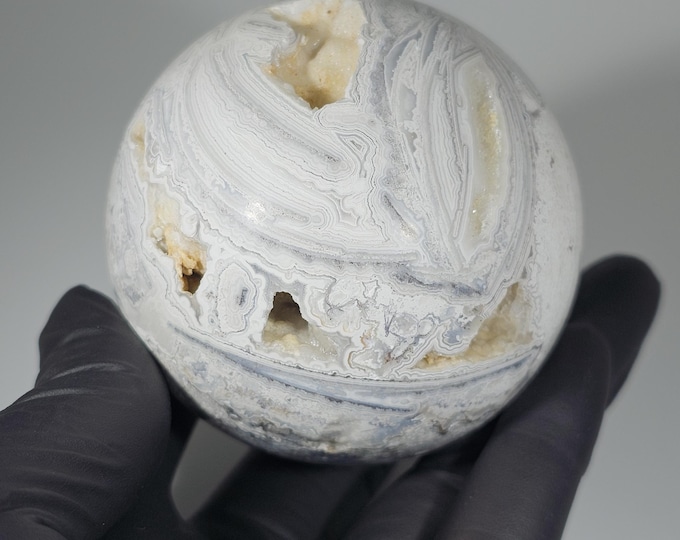 63mm White Mexico Crazy Lace Agate Sphere
