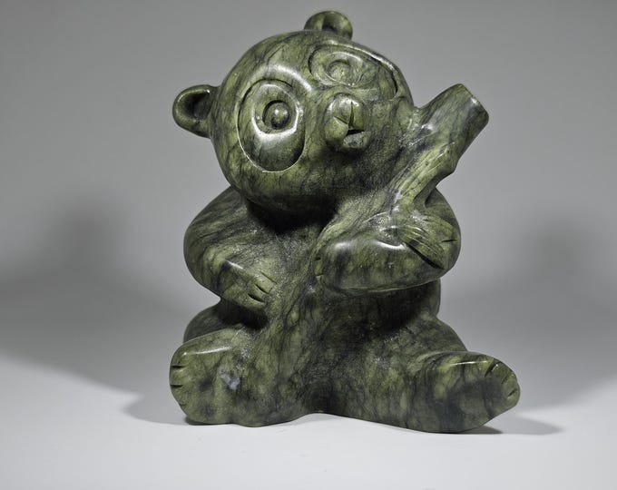 Large Green Jade Panda Bear Carving