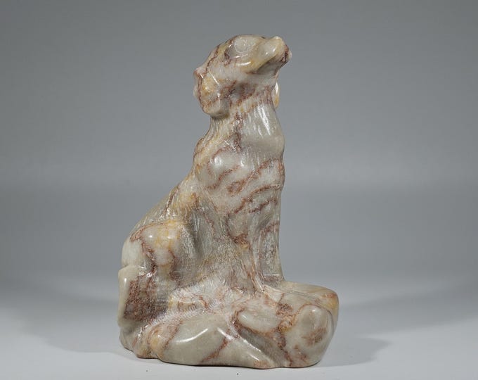 3" Red Vein Jasper Dog Carving