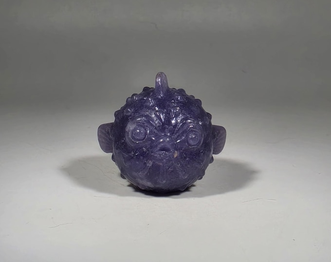 Lepidolite Puffer Fish Carving 1"