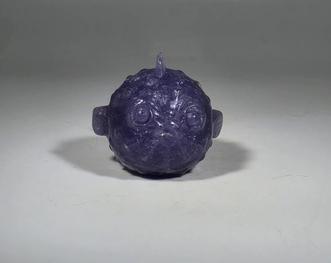 Lepidolite Puffer Fish Carving 1"