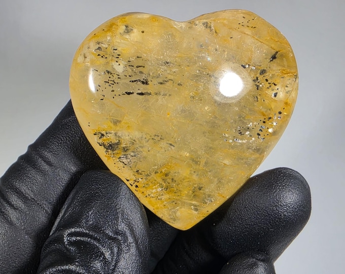 Golden Healer Heart Palm Stone 1.4"