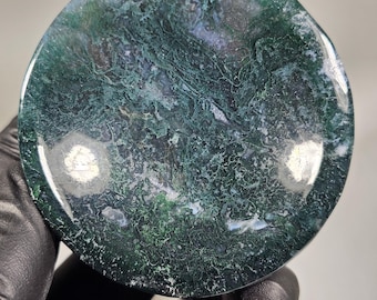 Moss Agate Bowl Sphere Holder