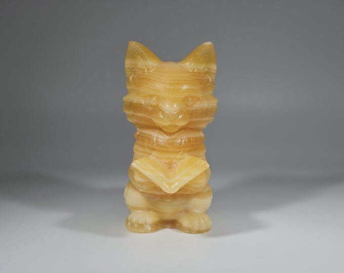 Orange Calcite Fox Carving