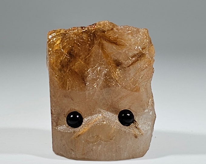 Golden Rutile Pet Rock Carving