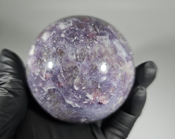 61mm Unicorn Stone Sphere Lepidolite Smoky Quartz Pink Tourmaline