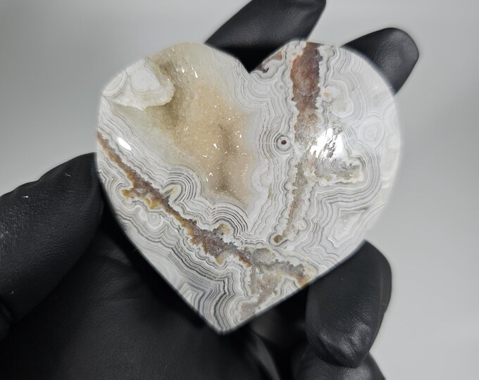 Mexican Crazy Lace Agate Heart Palm Stone
