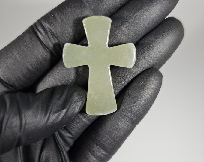 Green Aventurine Cross Carving