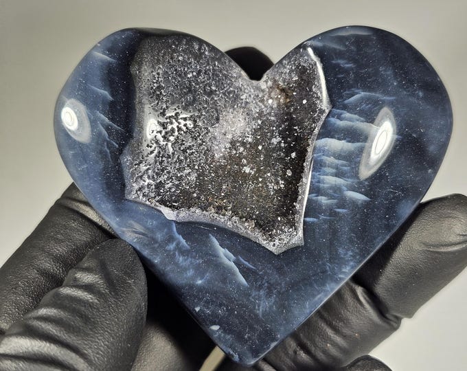 Druzy Black Agate Heart