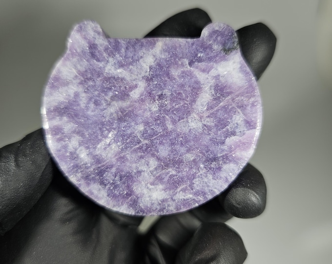 Lepidolite Cat Head Carving
