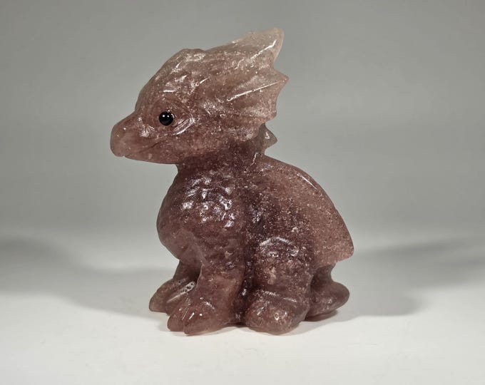 Strawberry Quartz Dragon Carving