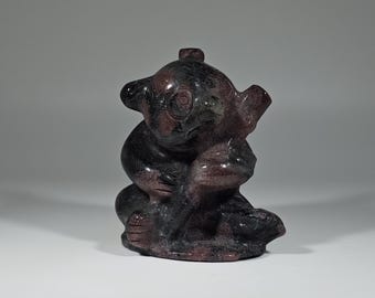 Garnet in Arfvedsonite Panda Bear Carving