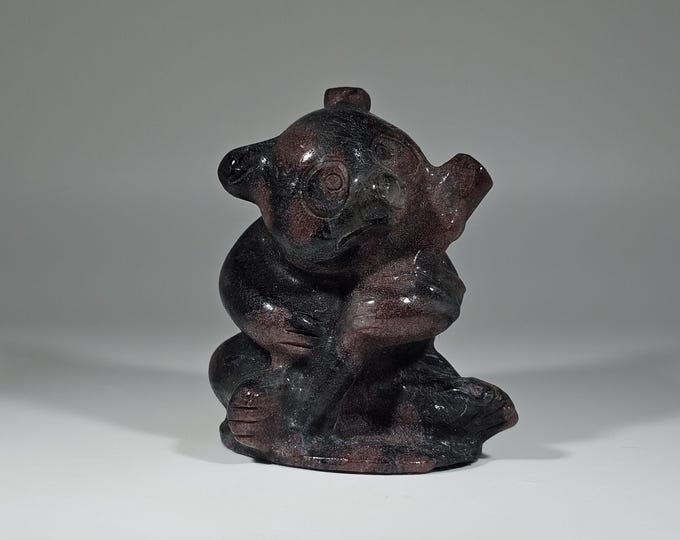 Garnet in Arfvedsonite Panda Bear Carving